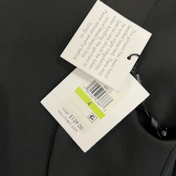 NWT Calvin Klein Black Embellished Sheath Cocktail Dress w/ Slit Size 4 - Picture 14 of 16